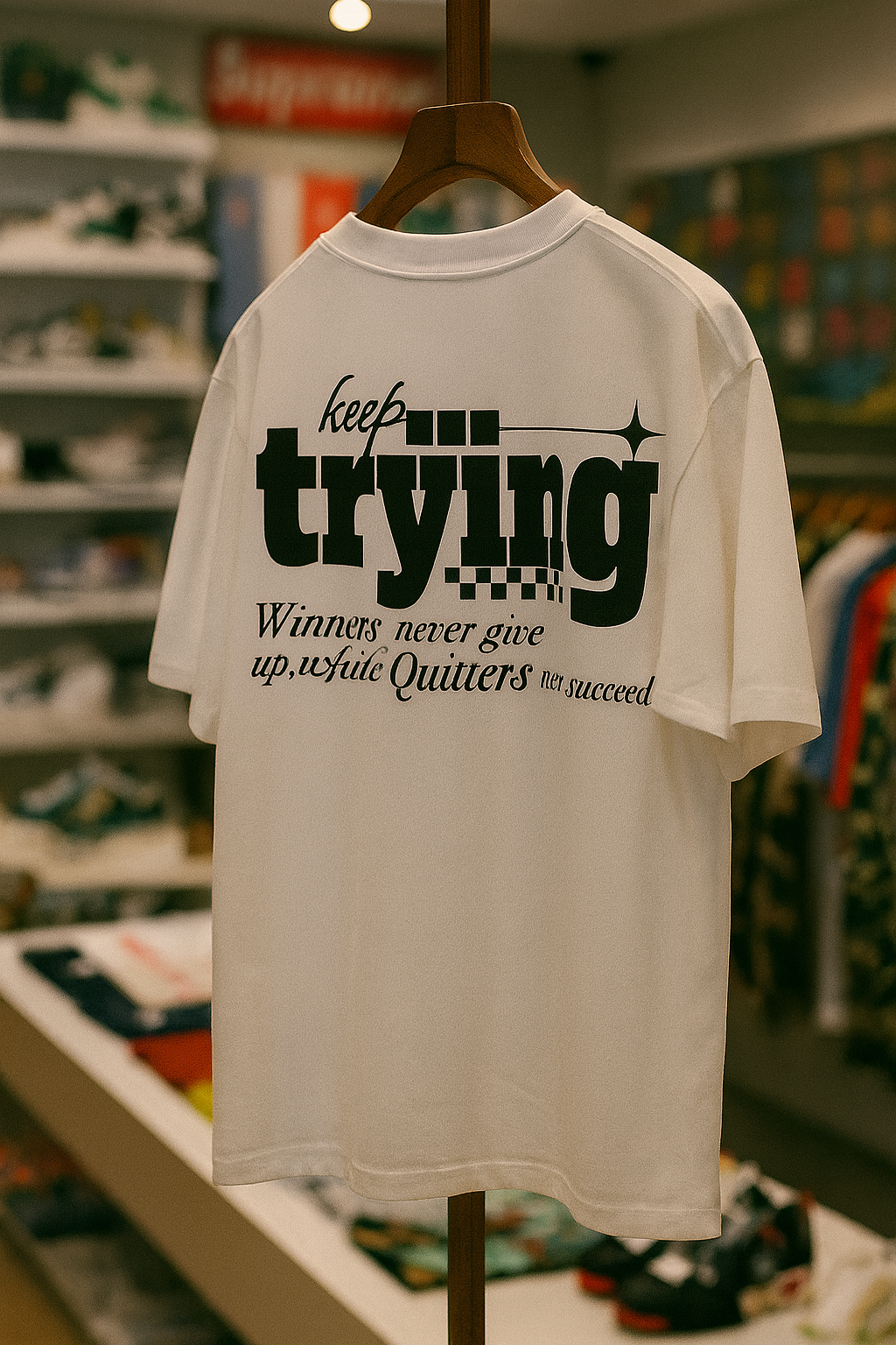 T-shirt Velth Blanca "TRYING"