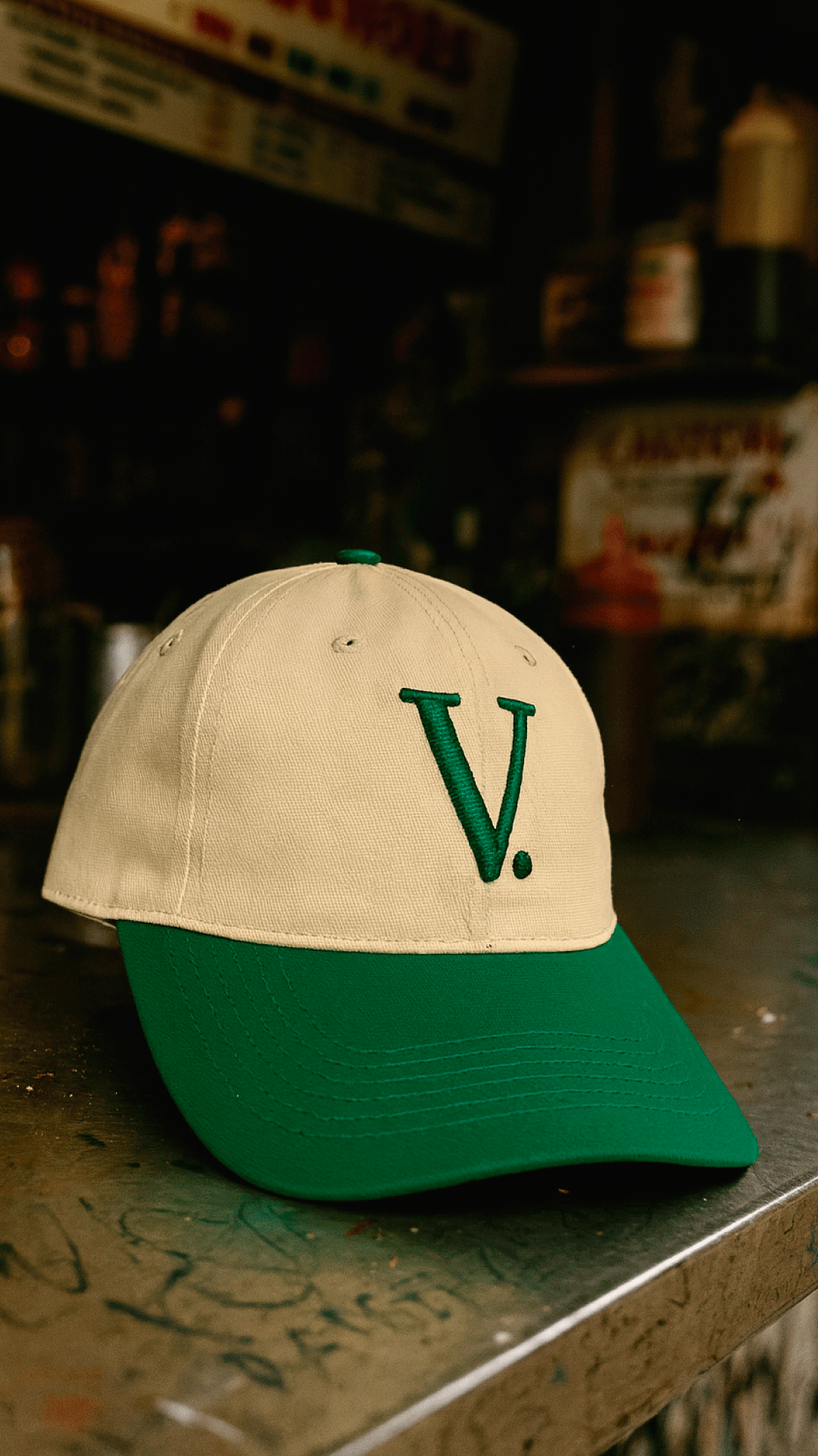 VELTH Dad Hat – "verde - crema" Vintage Baseball