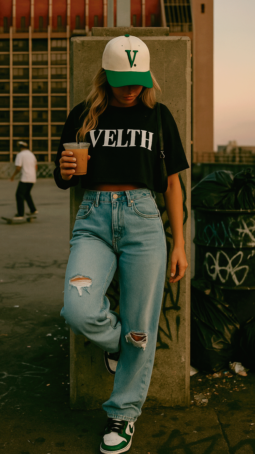 VELTH Dad Hat – "verde - crema" Vintage Baseball