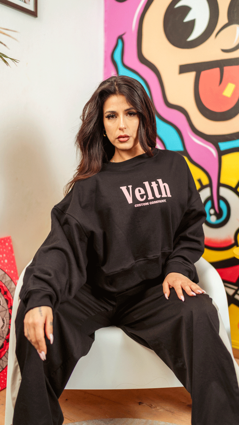 Poleron / Hoodie Crop Top oversize Velth “Let Your Light Shine”