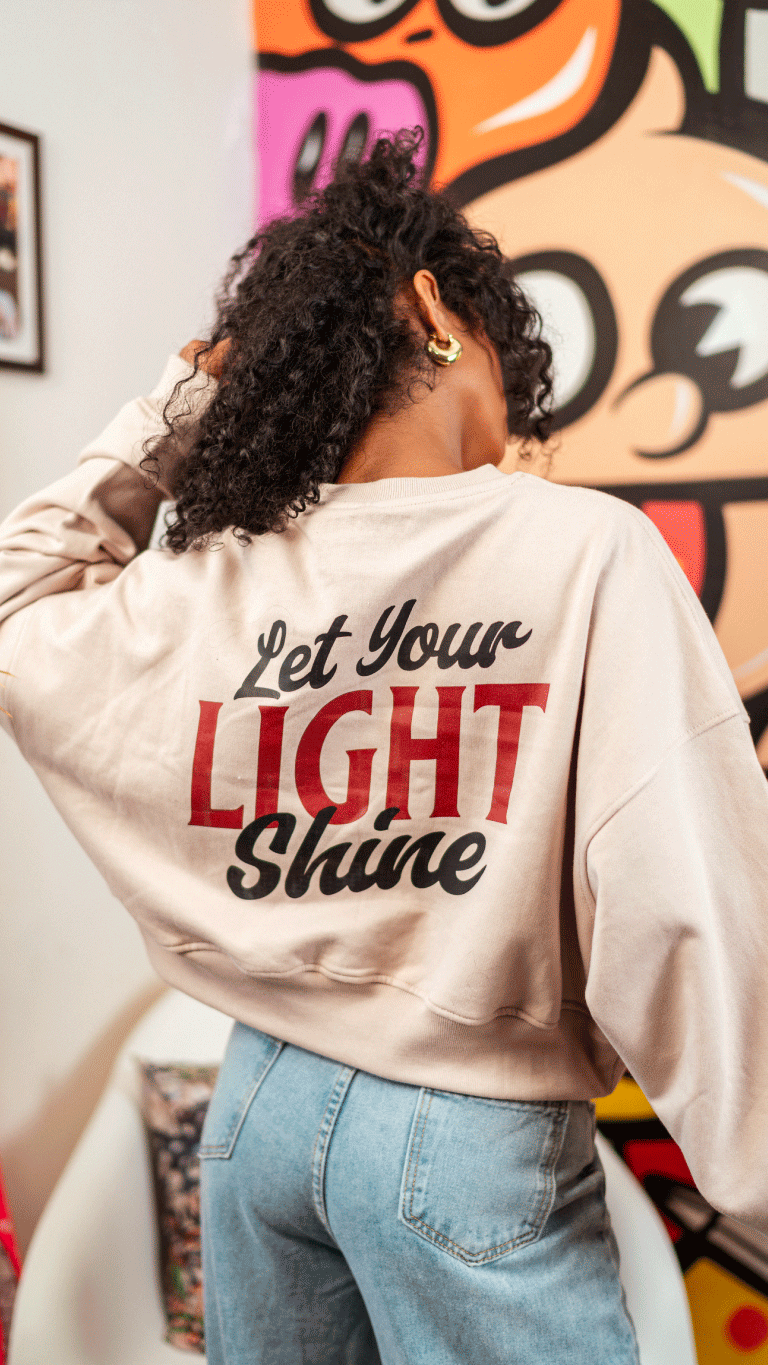 Poleron / Hoodie Crop Top oversize Velth “Let Your Light Shine”