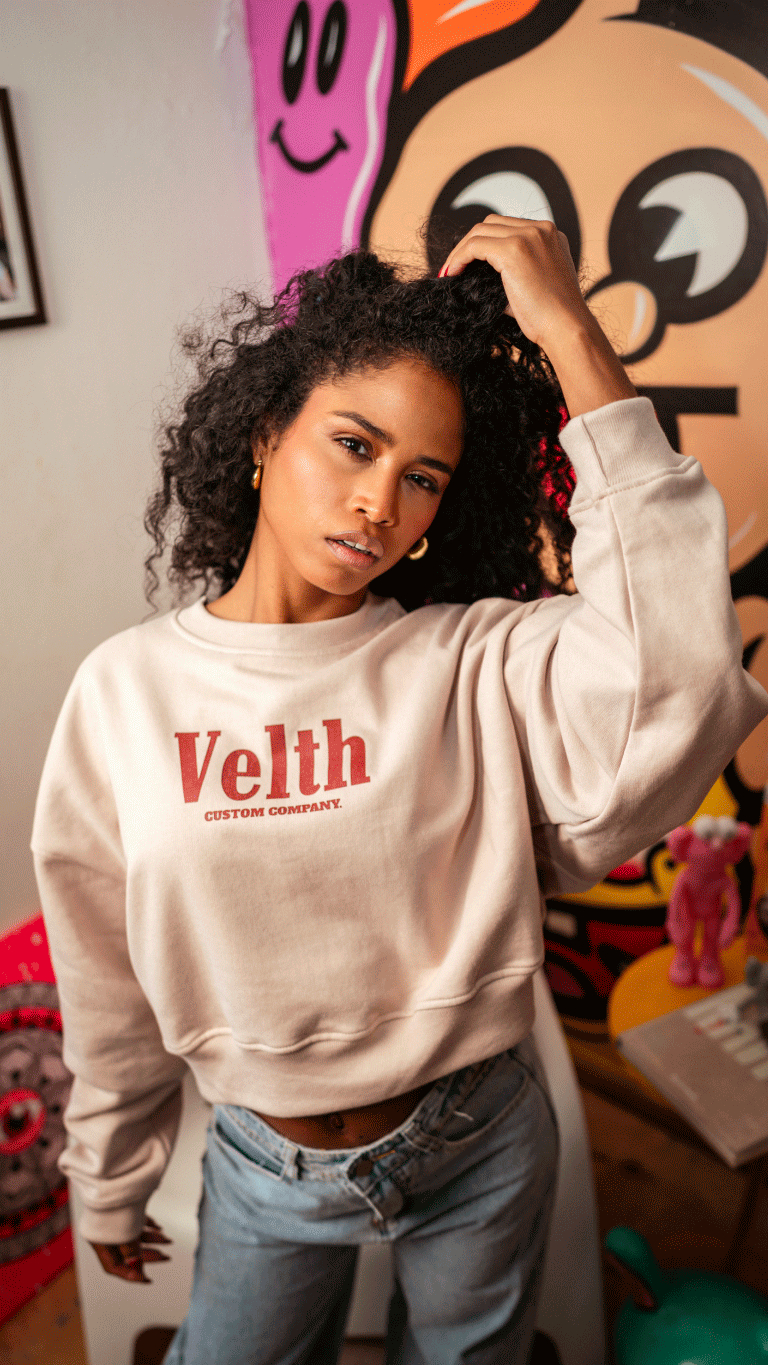 Poleron / Hoodie Crop Top oversize Velth “Let Your Light Shine”
