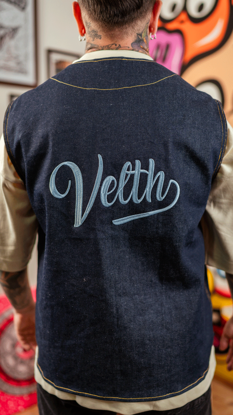 VELTH DENIM VEST “BASEBALL CORE” FOR ARRIVAL!