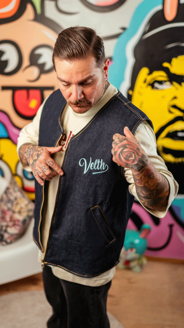 VELTH DENIM VEST “BASEBALL CORE” FOR ARRIVAL!