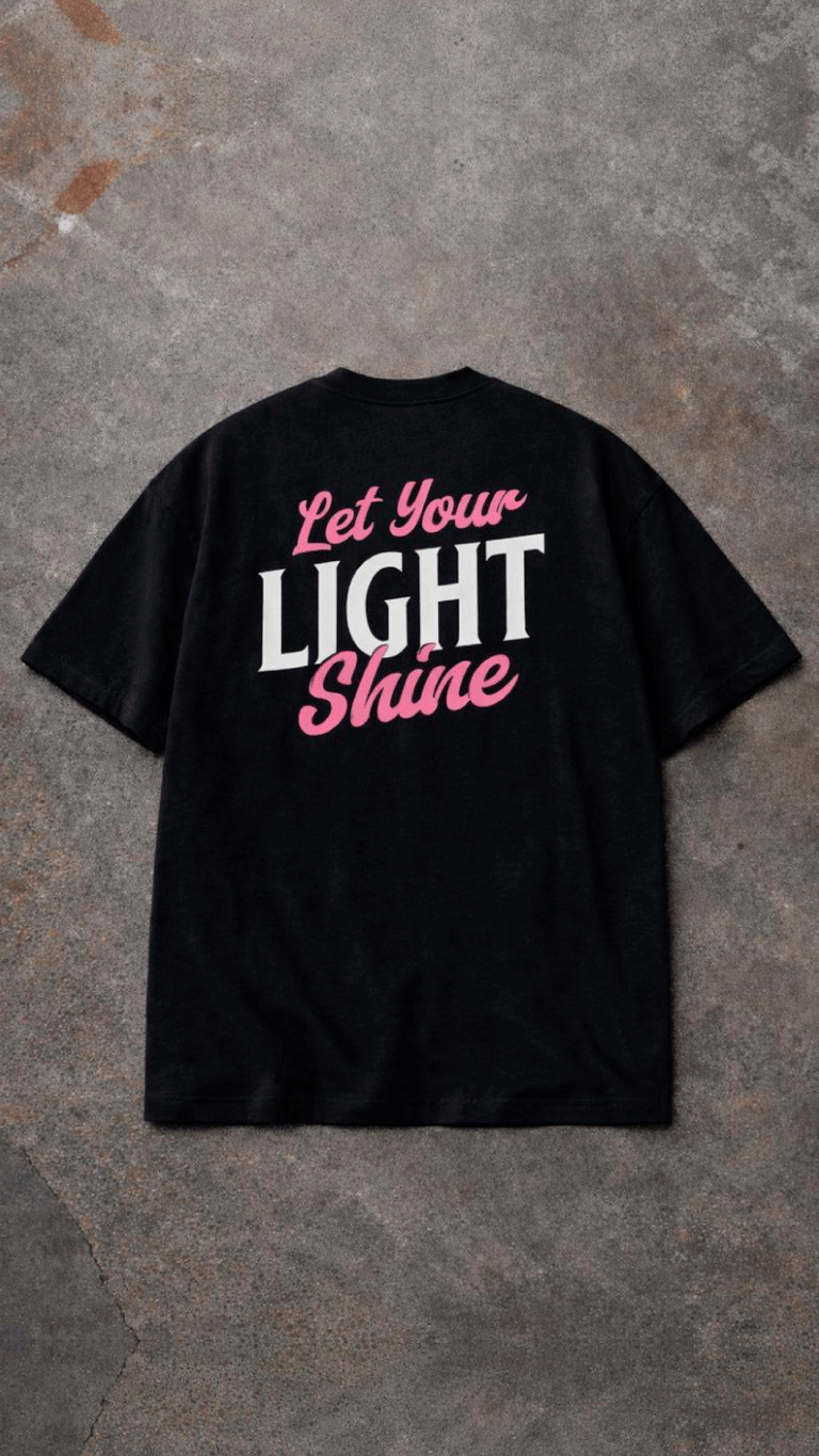 Polera / T-shirt Boxyfit Negra Velth “Let Your Light Shine”