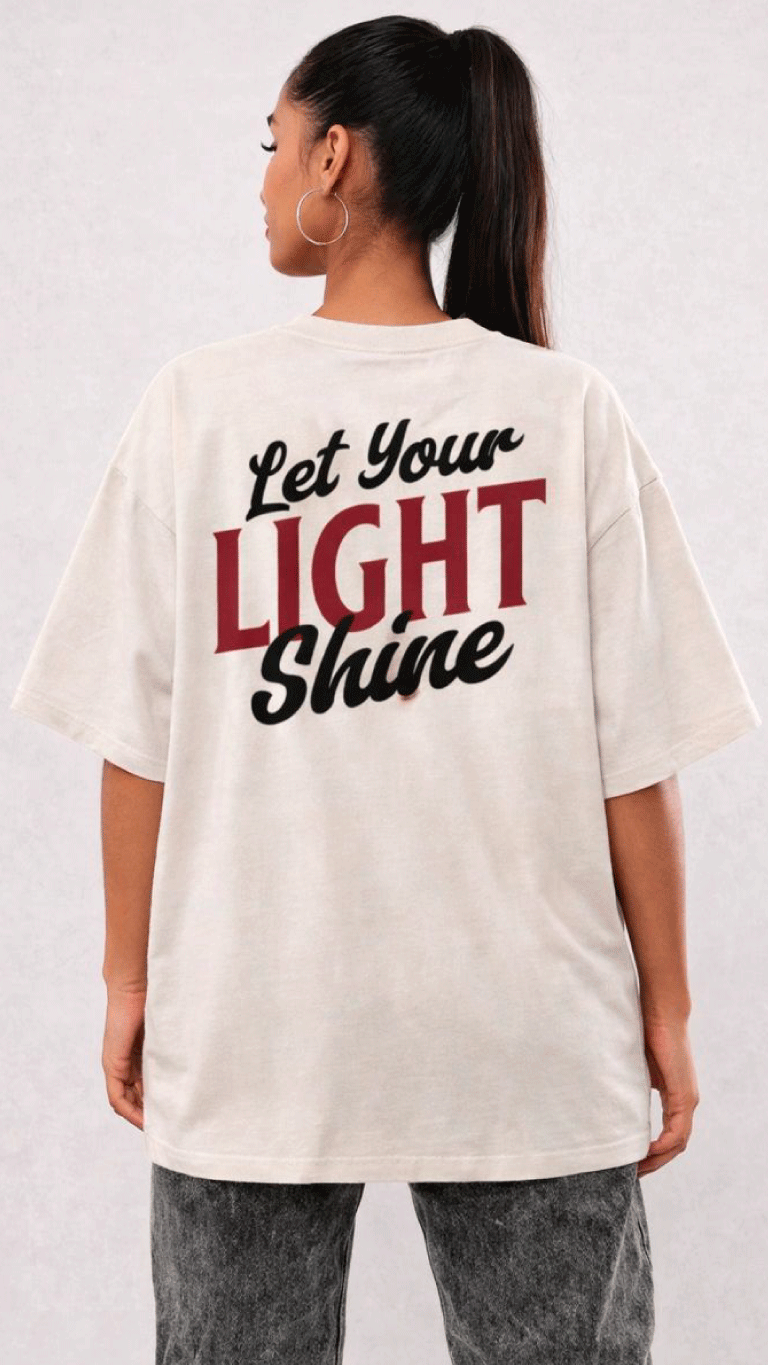 Polera / T-shirt Velth Crema “Let Your Light Shine”