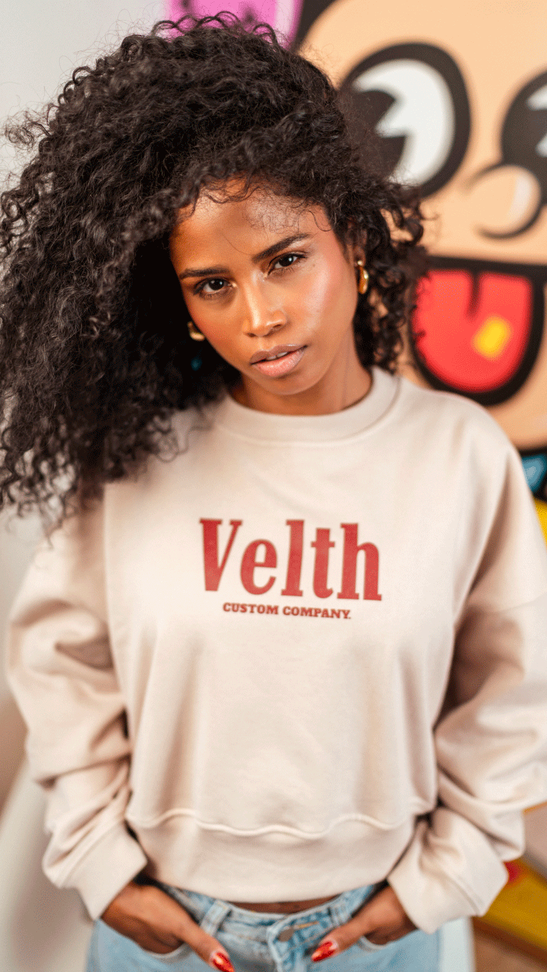Poleron / Hoodie Crop Top oversize Velth “Let Your Light Shine”