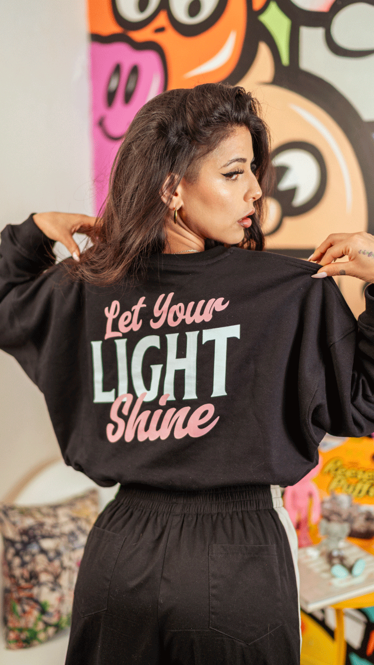 Poleron / Hoodie Crop Top oversize Velth “Let Your Light Shine”