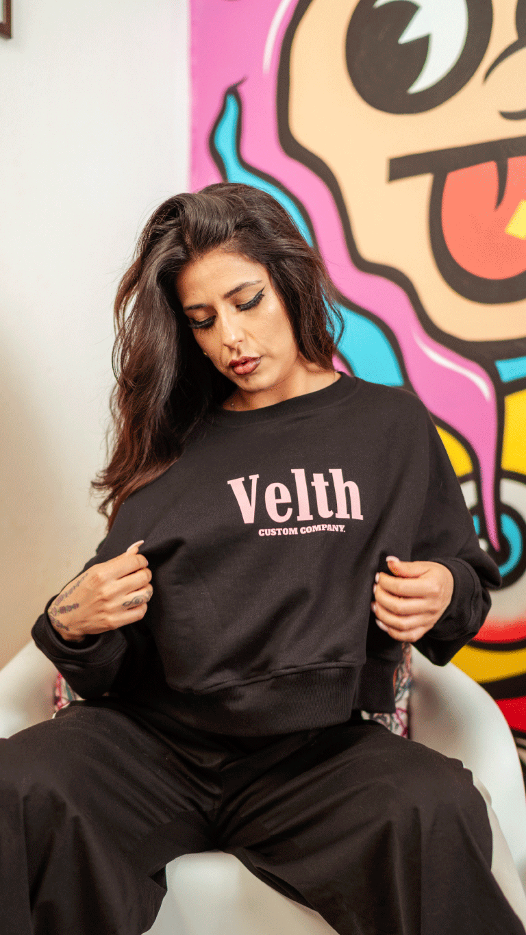 Poleron / Hoodie Crop Top oversize Velth “Let Your Light Shine”