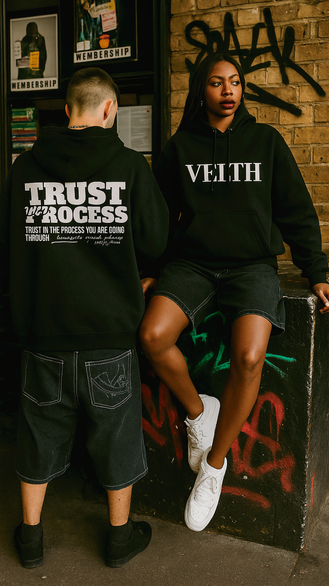 Hoodie acid wash VELTH "TRUST"