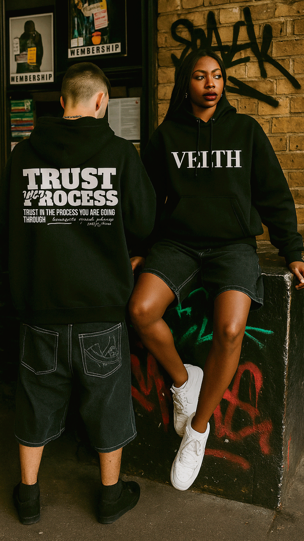 Hoodie acid wash VELTH "TRUST"