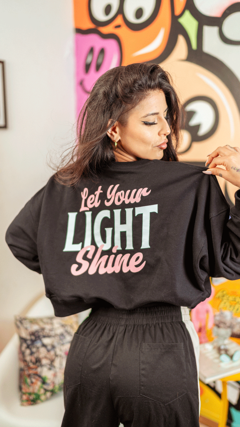 Poleron / Hoodie Crop Top oversize Velth “Let Your Light Shine”